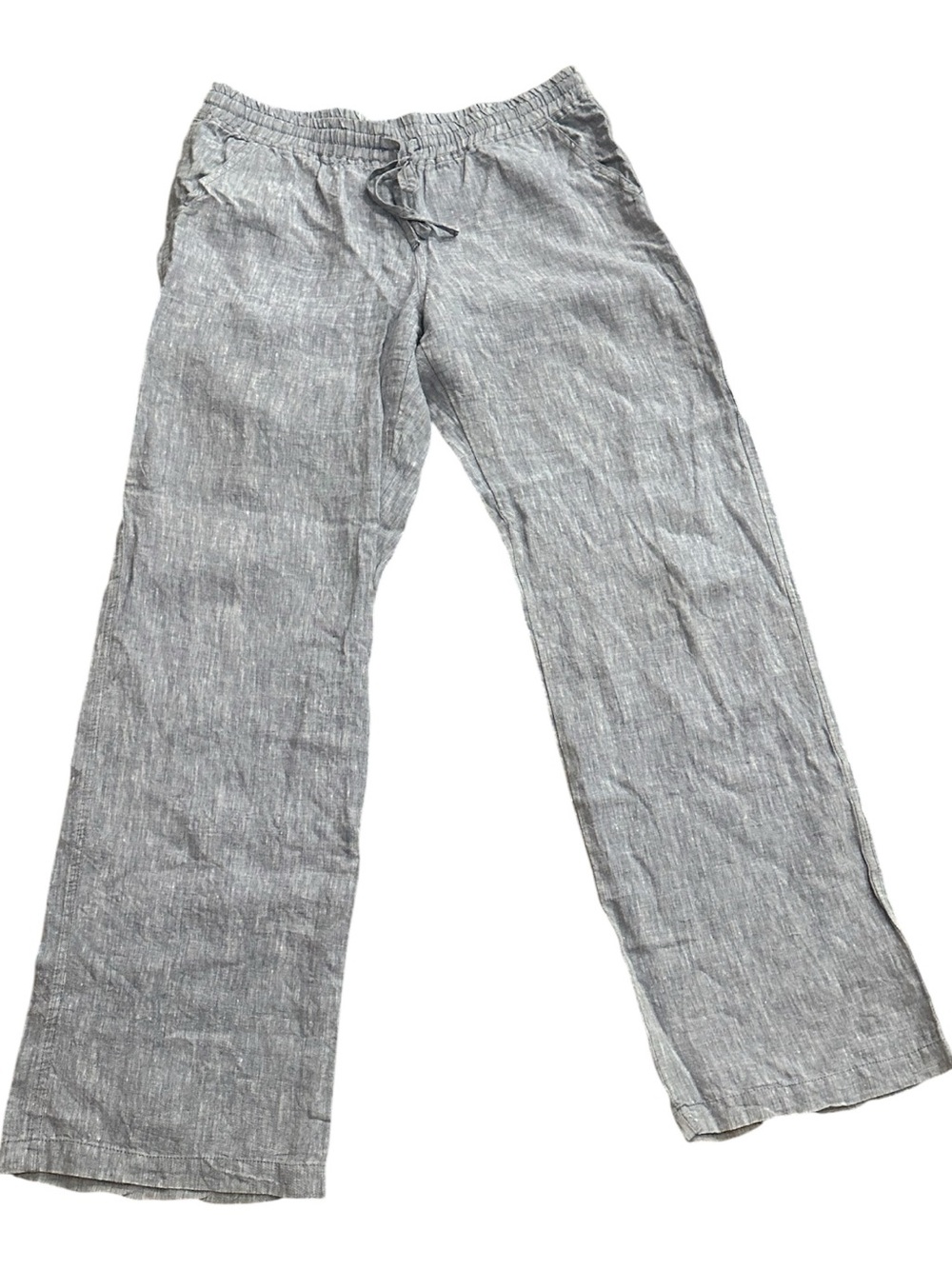 Allen Allen 100% Linen Pants Size L Wide Leg Lagenlook Boho Coastal Fisherman